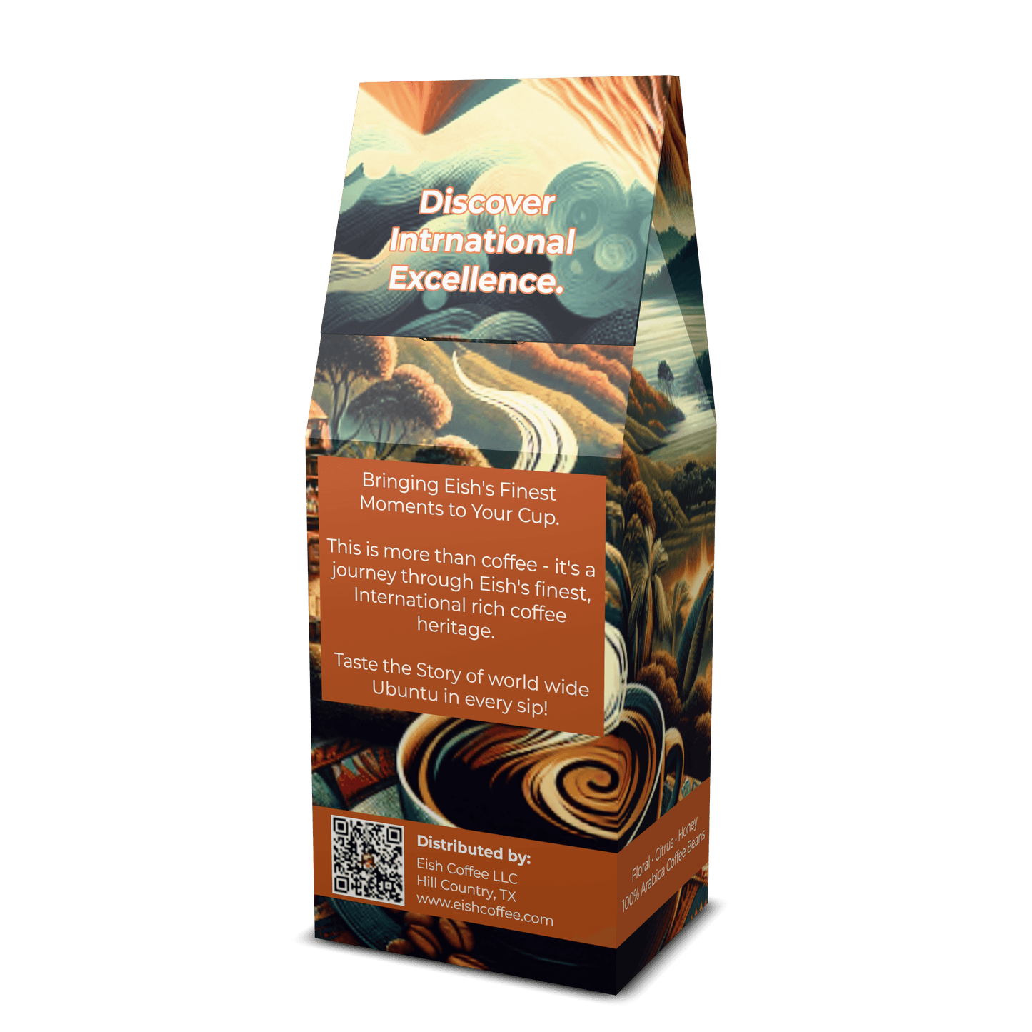 Guatemala single origin coffee packaging featuring Eish Coffee's international excellence and heritage.