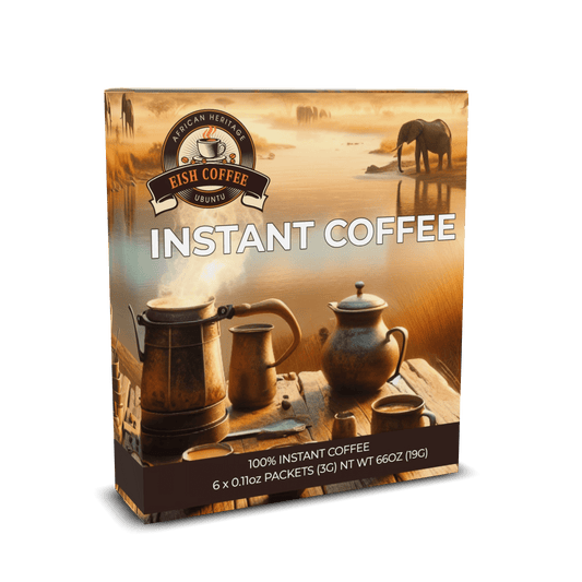 EISH Instant Coffee packaging showcasing 100% instant coffee in convenient packets, perfect for coffee lovers.
